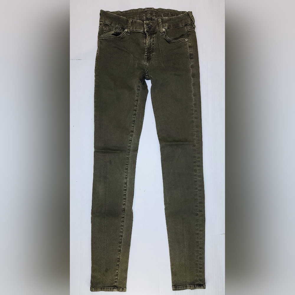 7 For All Mankind Women's Pant's Size 26 Guenevere Green Skinny Stretch 0049